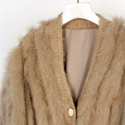 Winter New Fox Car Strip Sweater Women's Ultra-Short Cardigan Waistcoat Light Luxury
