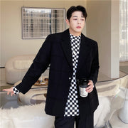 Loose and personalized plaid solid color suit jacket