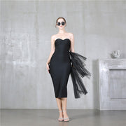 Bandage Dress Summer New Style Slim Fit Sexy High Waist Evening Dress Masked Mesh Dress