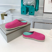 Lafite grass woven breathable bun half trailer women's big toe shoes