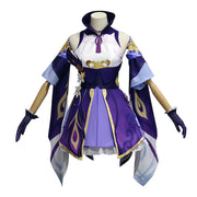 Lolita Maid Uniform Genshin Impact Keqing Cosplay Costume Anime Halloween Carnival Dress  Gloves Socks