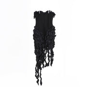 Strap strapless dress with tassels, high slit, slimming one step, buttocks wrapped dress