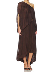 Wrinkled single-shoulder top and skirt set