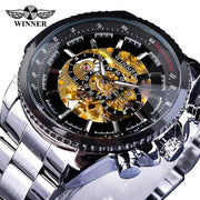 Winner Watch Fashion Sport Design Bezel Golden Men Watches Top New Luxury Clock Men Steampunk Automatic Skeleton Watch
