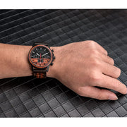 Handmade Luminous Sport Fashion Men's Wooden Quartz Round Chronograph Watch with Pointer Dial and Luxury Style