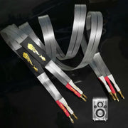 HF-600 Music Ribbon Speaker Cable Hifi Class Audio Amplifier Banana Head Connection Speaker Cable Pure Copper Silver Plated