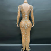 NOVANCE Y2222-C 2022 Hot Selling Sparkly Elegant Mesh Crystal Gown Soarkl Long Dress See Through Wedding Birthday Gown for Adult