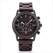 Handmade Luminous Sport Fashion Men's Wooden Quartz Round Chronograph Watch with Pointer Dial and Luxury Style