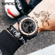 Sanda 6012 Top Brand Men's Watches Sport Quartz Watch 50m Waterproof Digital Wristwatch for Men Boy Clock Montre Relojes Hombre