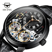 Ailang Top Hot Brand Expensive Men's Watch Automatic Mechanical Quality Watch Roman Double Tourbillon Watch Leather Male 2020