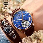 AILANG Quality Tourbillon Men's Watch Men Moon Phase Automatic Watches Mechanical Transparent Steampunk Clock