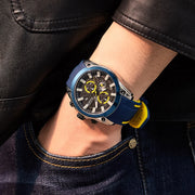 MEGIR 2144 G Mens Watch Fashion Blue Silicone Gift Wristwatch Luxury Luminous Waterproof Watches Men Wrist Relogio Masculino