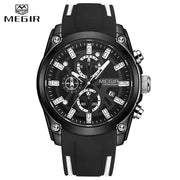 MEGIR 2144 G Mens Watch Fashion Blue Silicone Gift Wristwatch Luxury Luminous Waterproof Watches Men Wrist Relogio Masculino