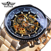 Winner Watch Fashion Sport Design Bezel Golden Men Watches Top New Luxury Clock Men Steampunk Automatic Skeleton Watch