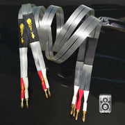 HF-600 Music Ribbon Speaker Cable Hifi Class Audio Amplifier Banana Head Connection Speaker Cable Pure Copper Silver Plated