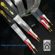 HF-600 Music Ribbon Speaker Cable Hifi Class Audio Amplifier Banana Head Connection Speaker Cable Pure Copper Silver Plated