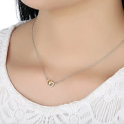 925 Sterling Silver Two Tone Heart Pendant Necklace Interlocking Double Hearts Zircon Love Women Gift Wholesale Fine Jewelry