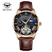 AILANG Quality Tourbillon Men's Watch Men Moon Phase Automatic Watches Mechanical Transparent Steampunk Clock