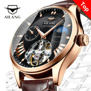 AILANG Quality Tourbillon Men's Watch Men Moon Phase Automatic Watches Mechanical Transparent Steampunk Clock