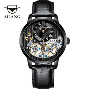 Ailang Top Hot Brand Expensive Men's Watch Automatic Mechanical Quality Watch Roman Double Tourbillon Watch Leather Male 2020