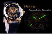 Winner Men Wrist Watch Luxury Skeleton Mens Top New Luxury Automatic Watch Small Dial Golden Case Fashion Casual Watches