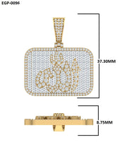 God Allah Islamic Quran Diamond Men's Baguette Cut Pendant Yellow Gold Gift Islam Religious IGI Letter 10KT REAL GOLD Micro