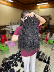 High Quality 13x4 Super Double Drawn Machine Double Weft Remy Chemical-Free 100g for Pixel Curl Natural Color Human Extensions