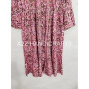 Wholesale 100% Cotton Maxi Dress Handmade Block Printed Summer Wear with Sleeves for Casual & Party Beach Wear at Cheap Price