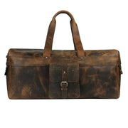 Real Goat Leather Vintage Travel Luggage Bag Shoulder Gym Duffel Bag Large Round Waterproof Travel Duffel Bag