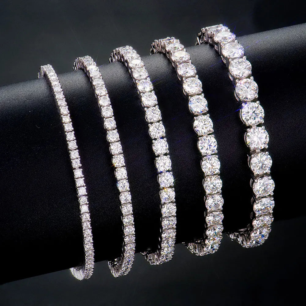 Kanolan 2-6.5mm Moissanite Tennis Bracelet D Color VVS1 GRA Certified Diamond s925 Sterling Silver Bracelet Wedding Jewelry Gift