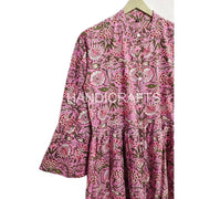 Wholesale 100% Cotton Maxi Dress Handmade Block Printed Summer Wear with Sleeves for Casual & Party Beach Wear at Cheap Price