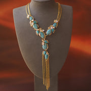 Replica of Vintage Micro-Inlaid Niche Designer Alexis Bittar Turquoise Necklace Sweater Chain