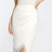 Womens Solid Color Sexy Lace Casual Dress