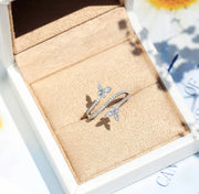 Elegant Double Butterfly 925 Sterling Silver Ring with Clear Zircon Diamonds - Ideal Wedding Engagement Gift Jewelry