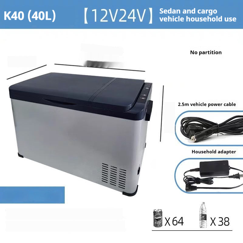 Dual-Use Portable Car Refrigerator & Compressor, 12V/24V Compact Travel Fridge Freezer for Cars