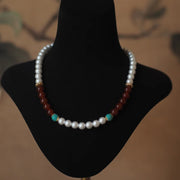European and American Style French Designer Palace Style Retro Cotton Pearl Beaded Necklace Vintage Medieval