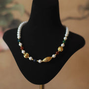 European and American Style French Designer Palace Style Retro Cotton Pearl Beaded Necklace Vintage Medieval
