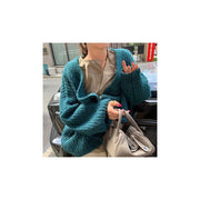 Retro-lazy-style Solid-color Chic Mohair Knit Sweater