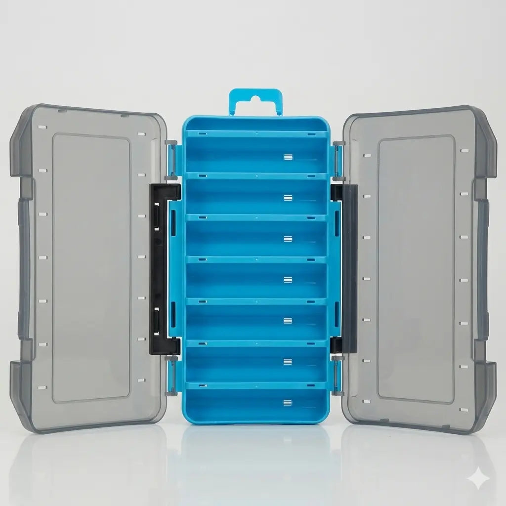 Dual-Sided Fishing Tackle Box — 14 Compartments