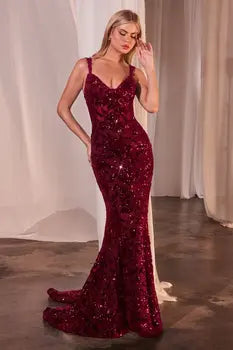 Fitted Sequin Dress with Velvet Details
