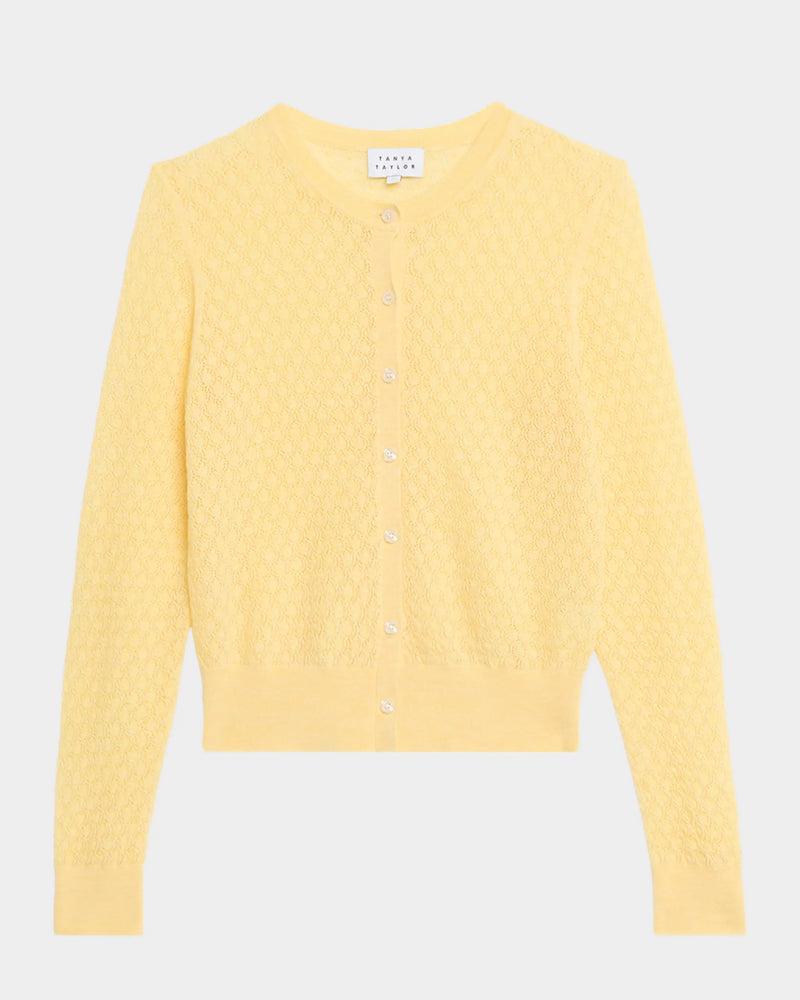 Yellow pointelle-knit cardigan