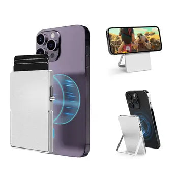 RFID blocking magnetic wallet with adjustable stand